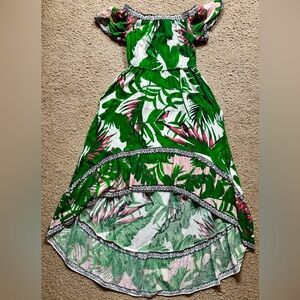Flying Tomato Tropical Palm Off Shoulder High Low Summer Vacation Dress Small